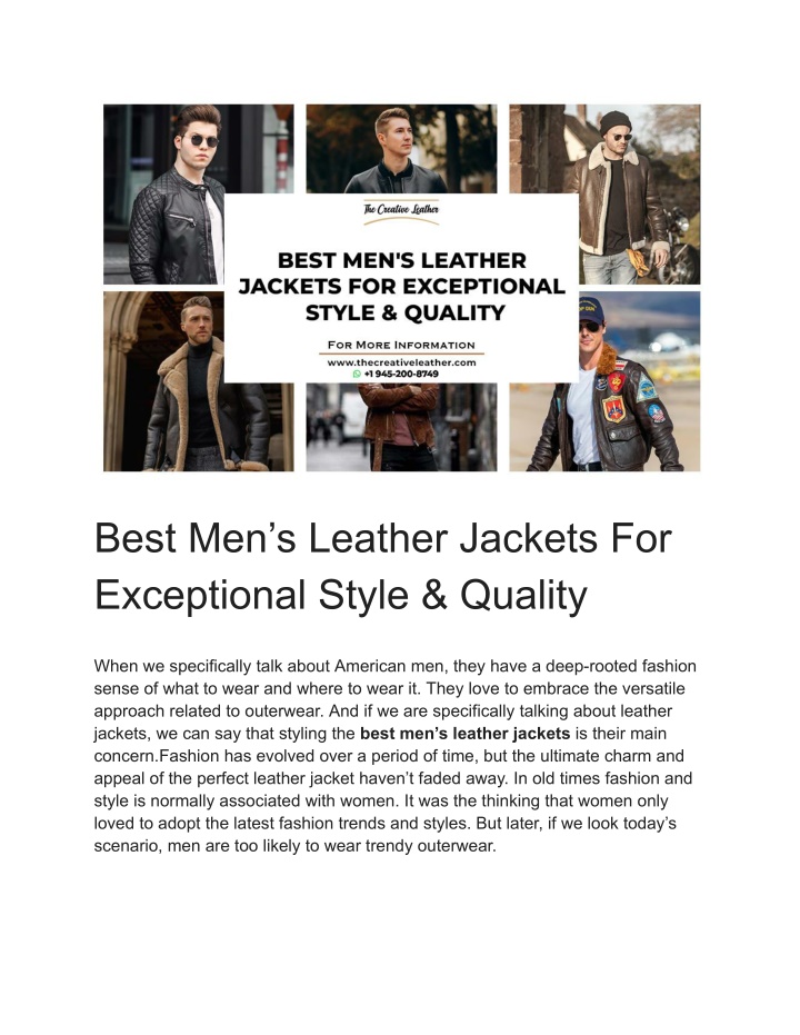 best men s leather jackets for exceptional style