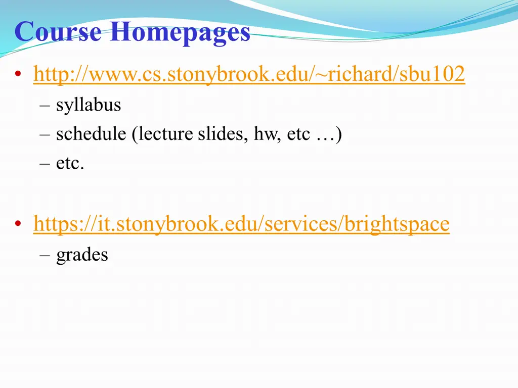 course homepages