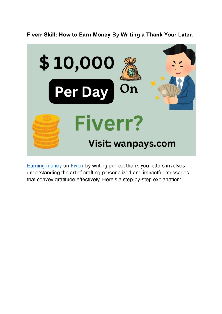 fiverr skill how to earn money by writing a thank