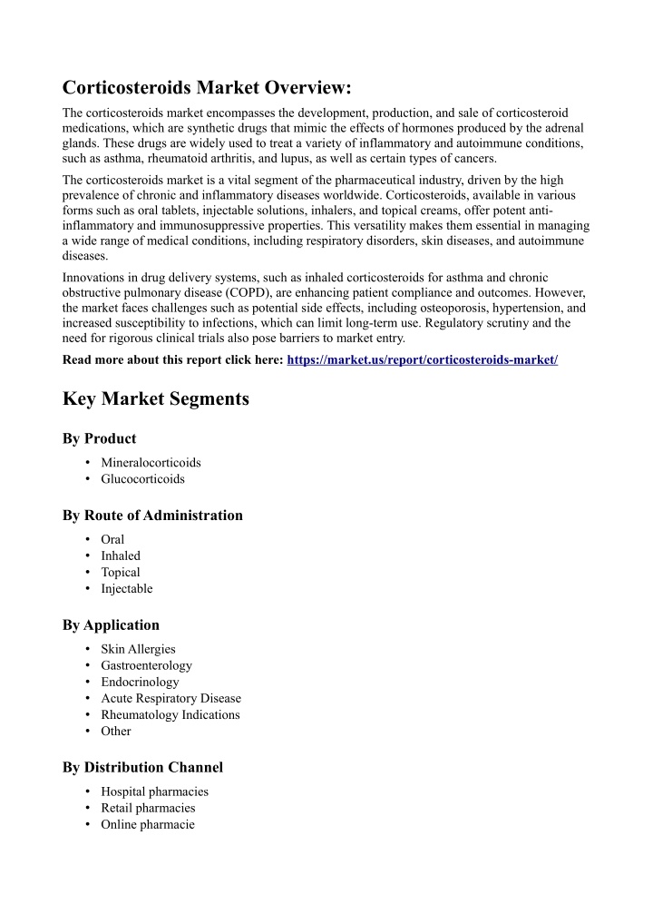 corticosteroids market overview