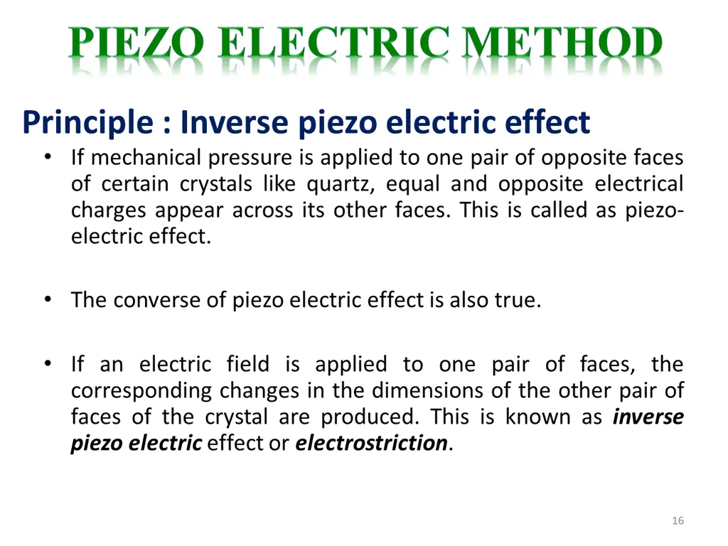 principle inverse piezo electric effect