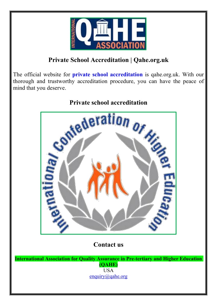 private school accreditation qahe org uk