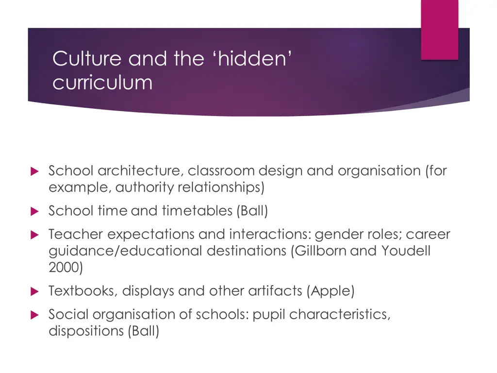 culture and the hidden curriculum