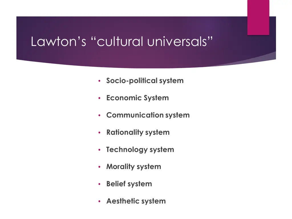 lawton s cultural universals