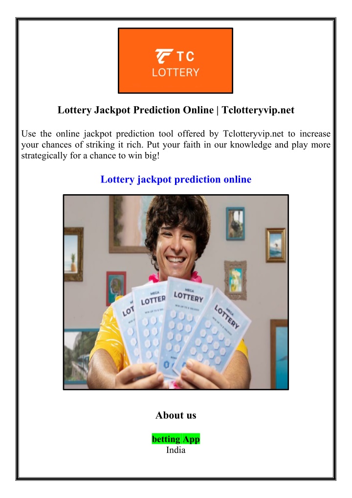 lottery jackpot prediction online tclotteryvip net