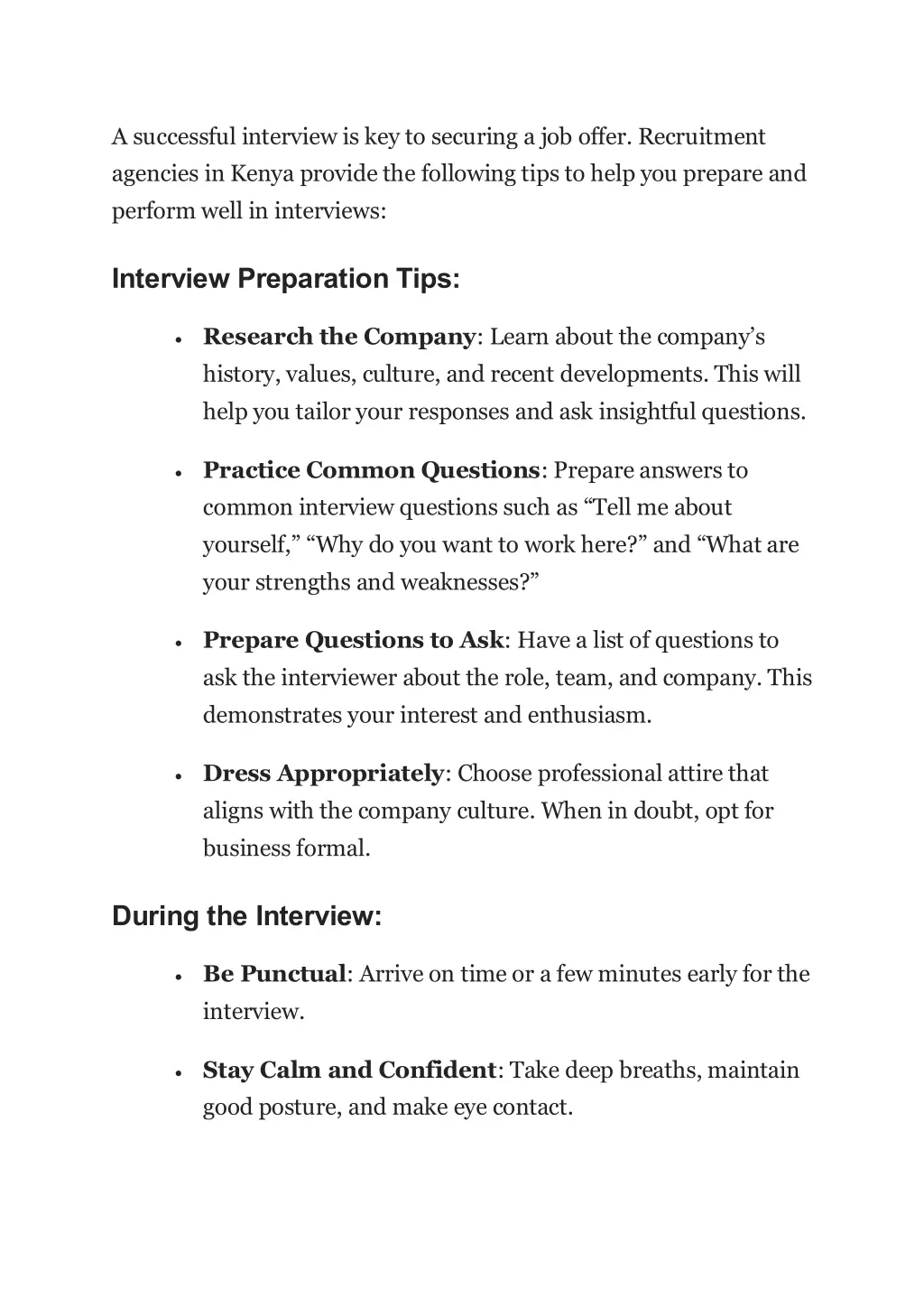 a successful interview is key to securing