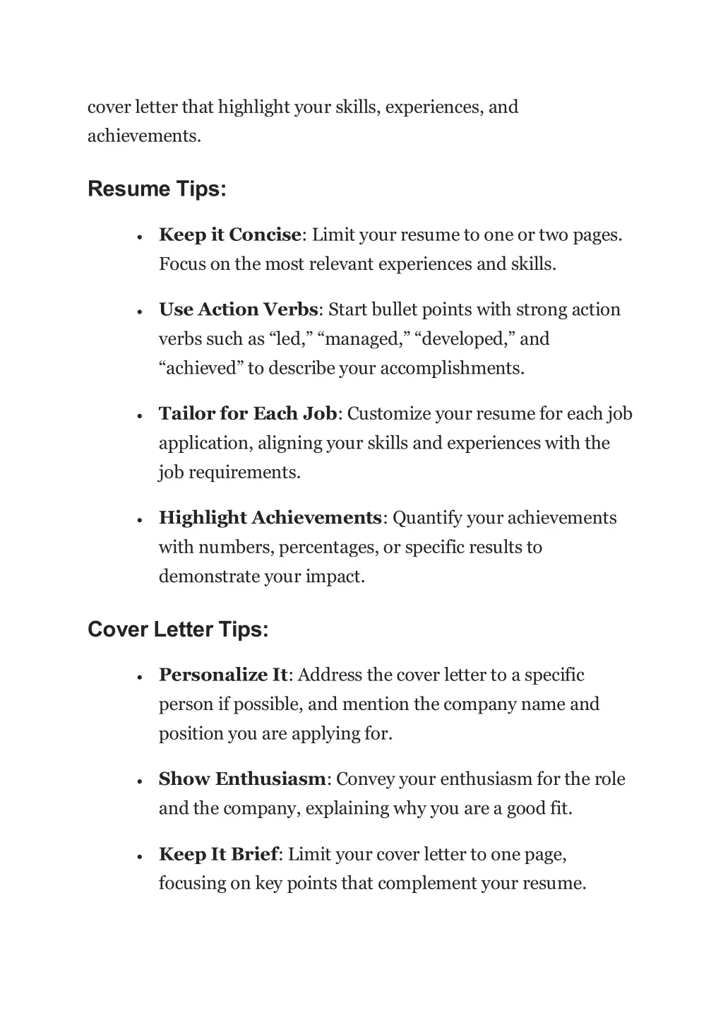 cover letter that highlight your skills