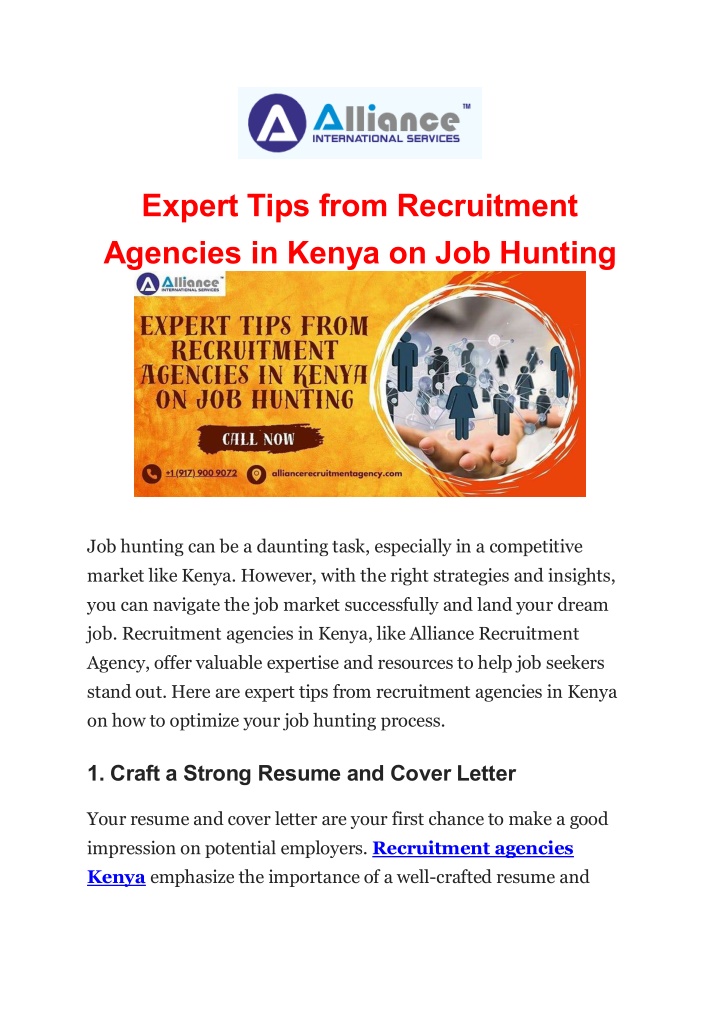 expert tips from recruitment agencies in kenya