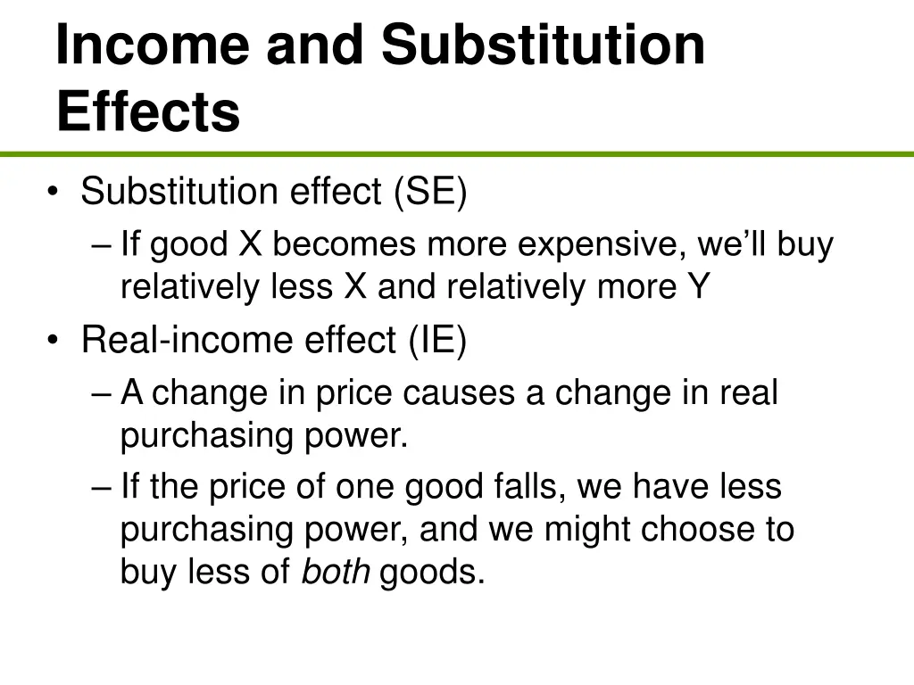 income and substitution effects