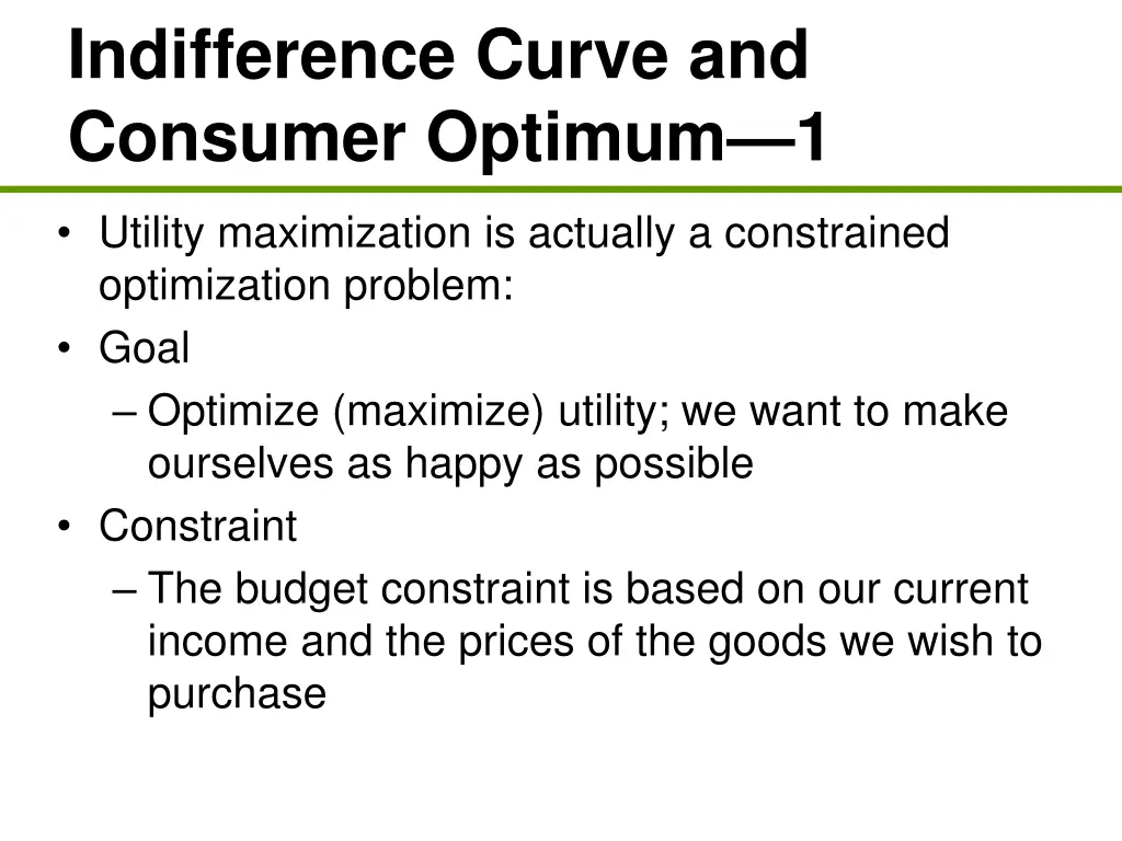 indifference curve and consumer optimum 1