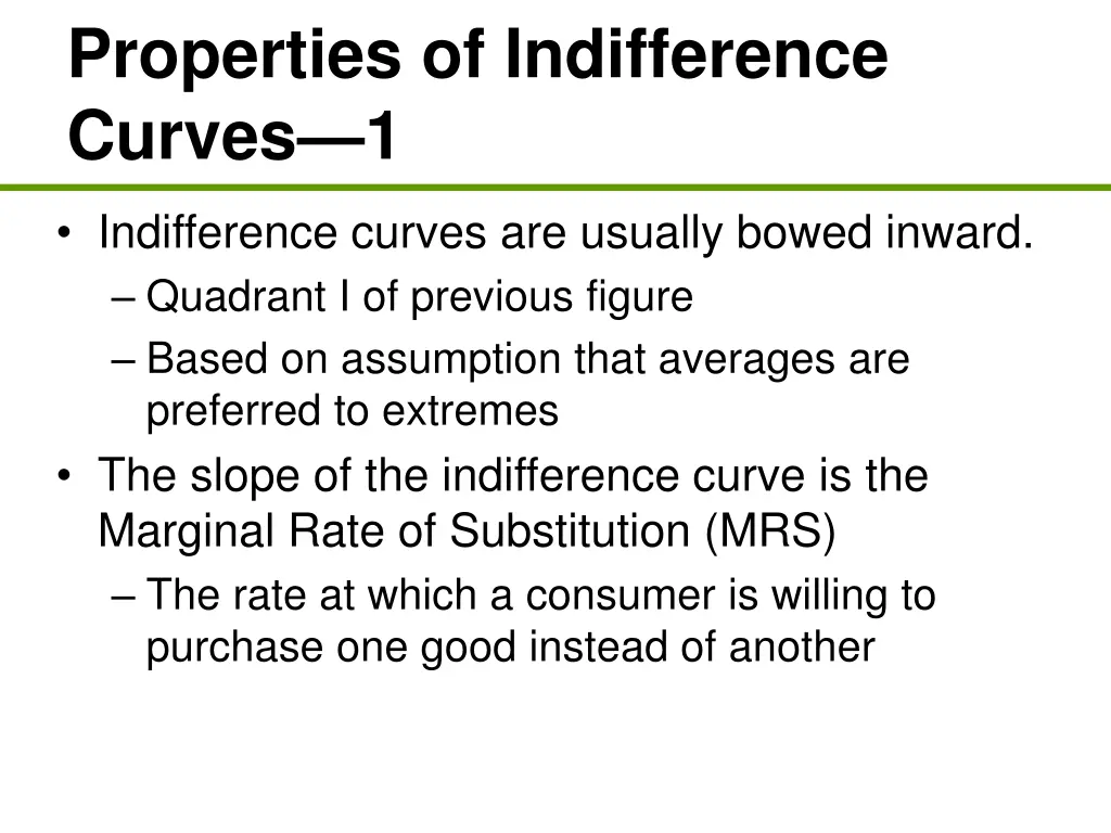 properties of indifference curves 1