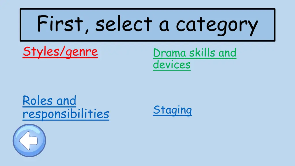 first select a category styles genre