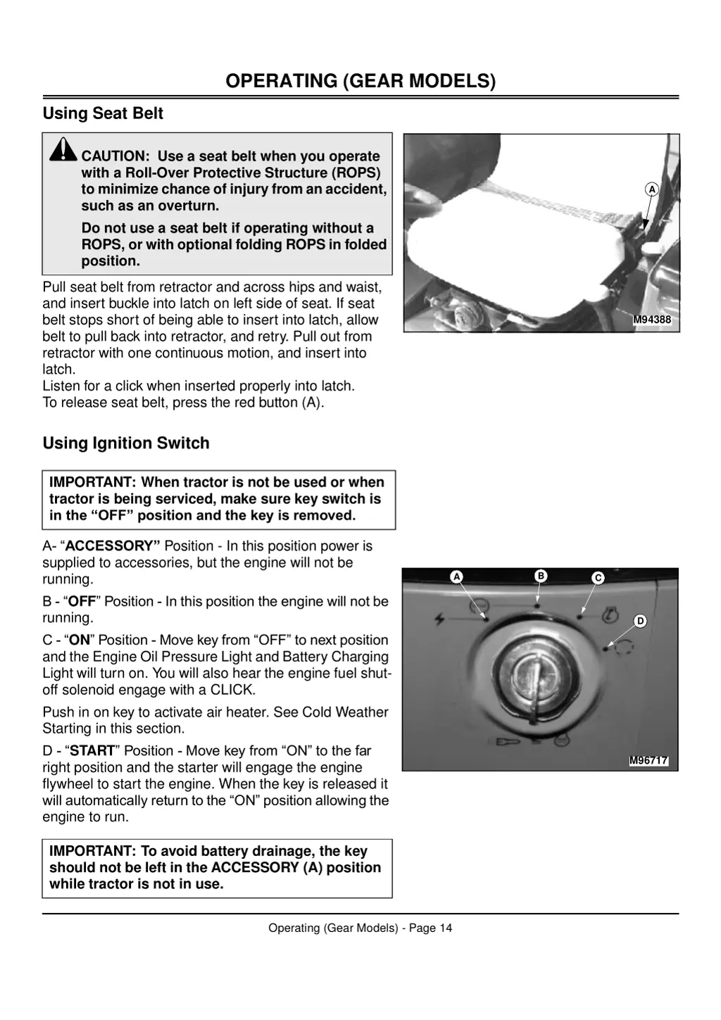 operating gear models 6