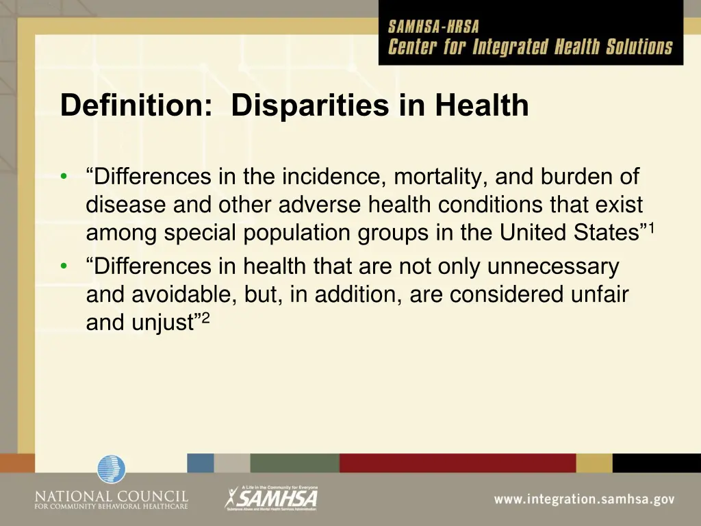 definition disparities in health