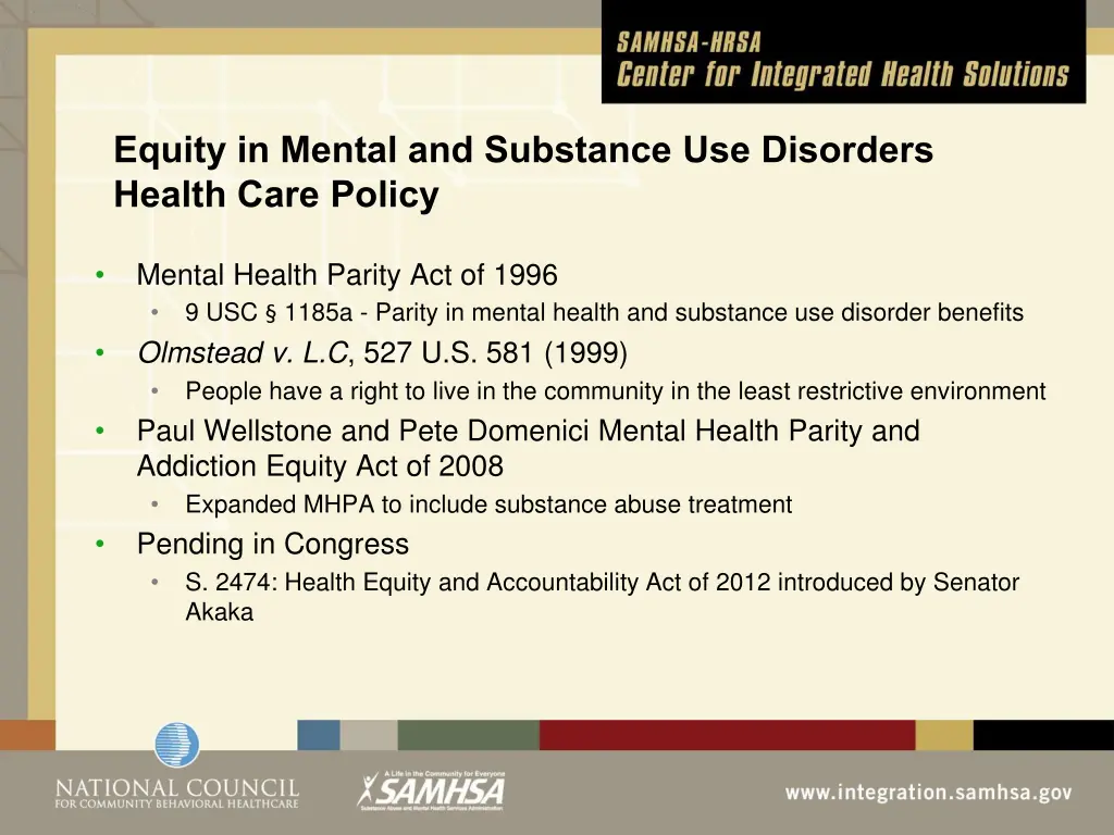 equity in mental and substance use disorders