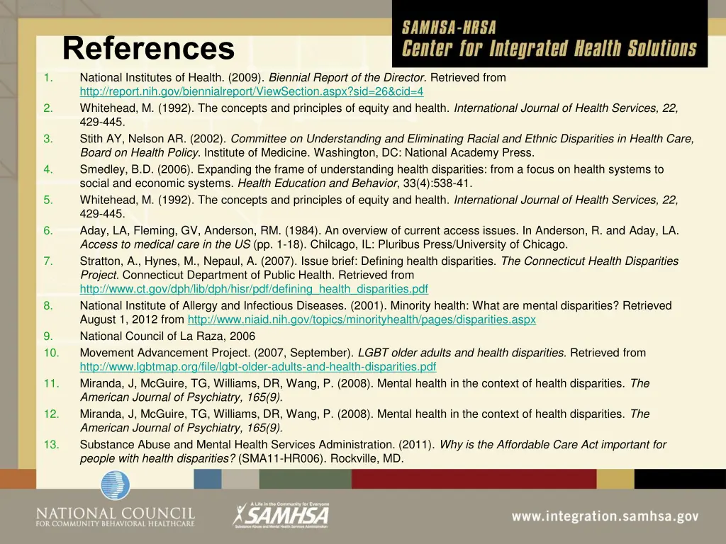 references national institutes of health 2009