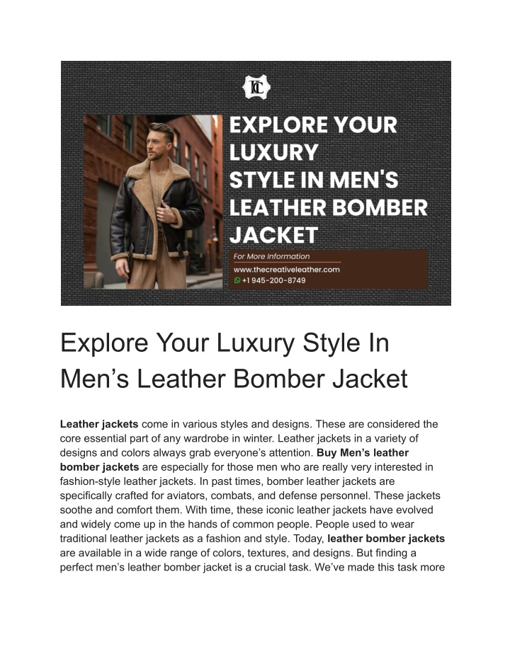 explore your luxury style in men s leather bomber