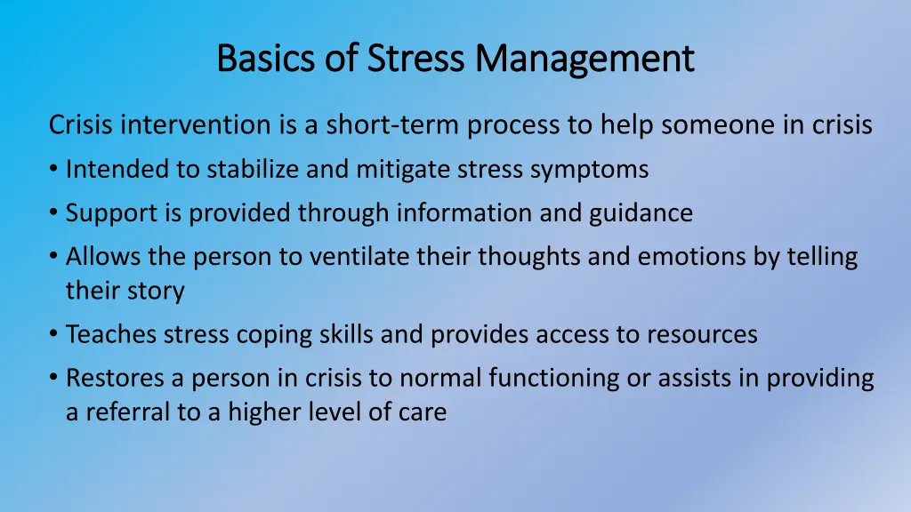 basics of stress management basics of stress