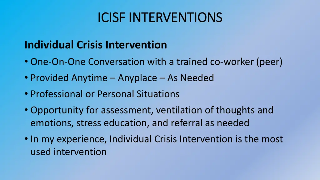 icisf interventions icisf interventions