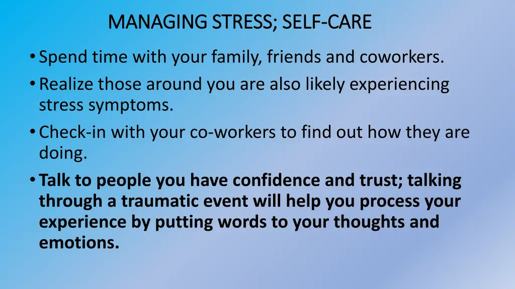 managing stress self managing stress self care 1