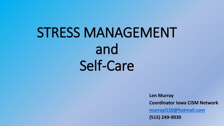 stress management stress management and and self