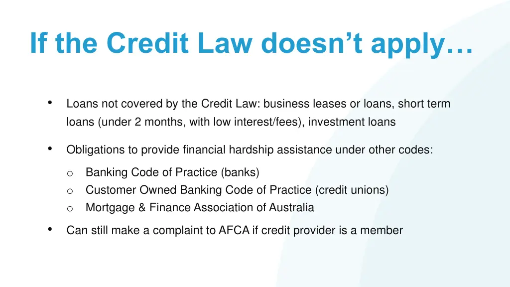 if the credit law doesn t apply