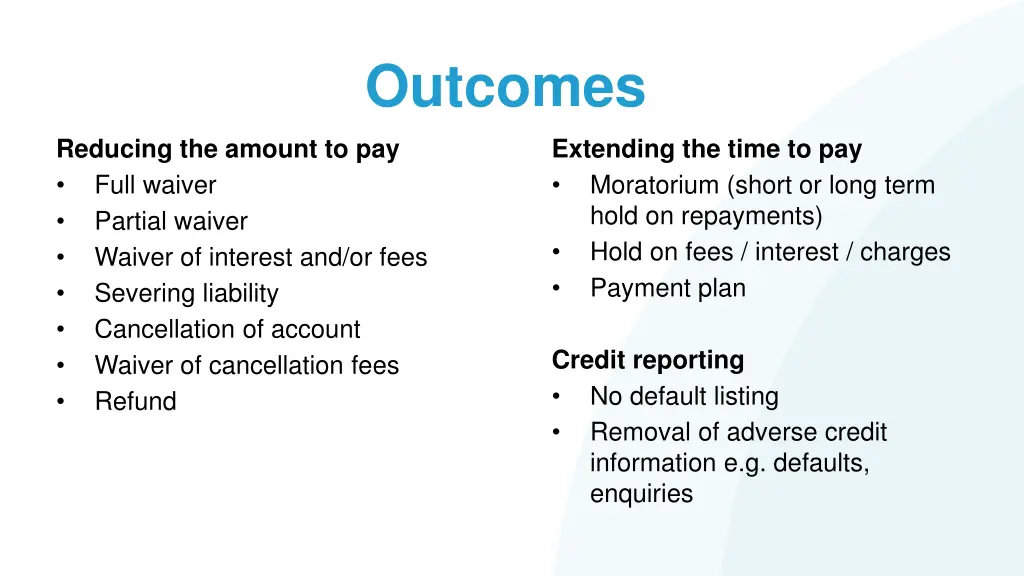 outcomes