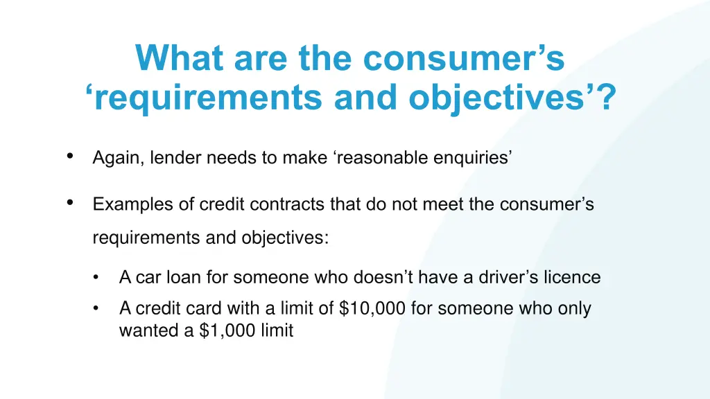 what are the consumer s requirements