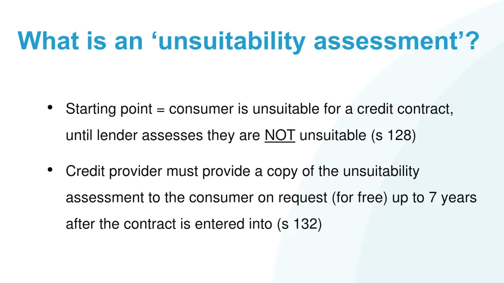 what is an unsuitability assessment