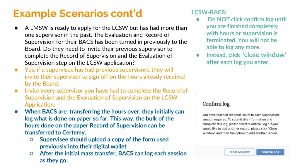 example scenarios cont d