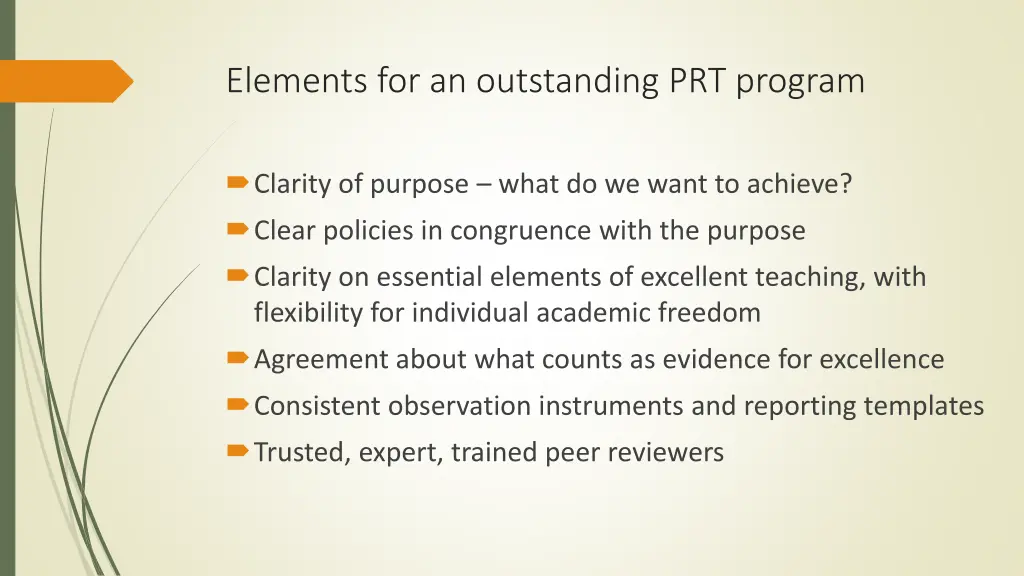 elements for an outstanding prt program