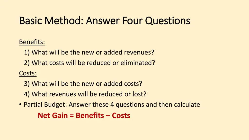 basic method answer four questions basic method