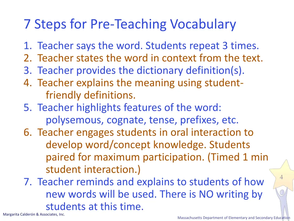 7 steps for pre teaching vocabulary