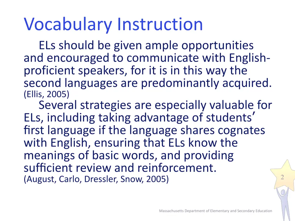 vocabulary instruction els should be given ample