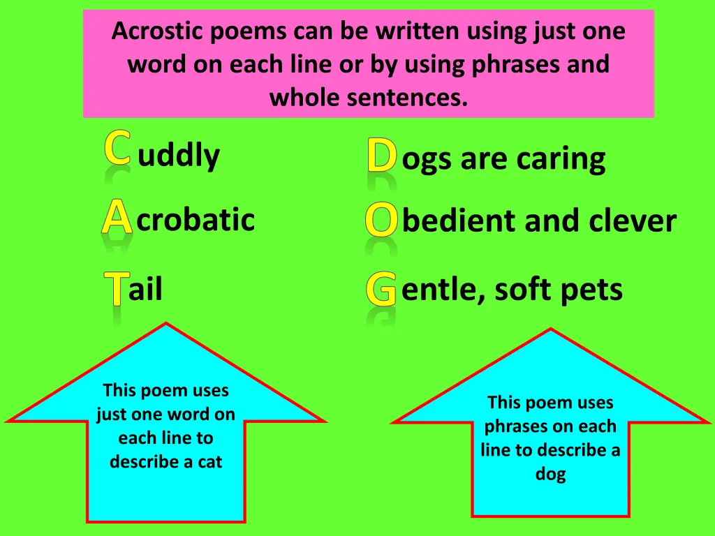 acrostic poems can be written using just one word