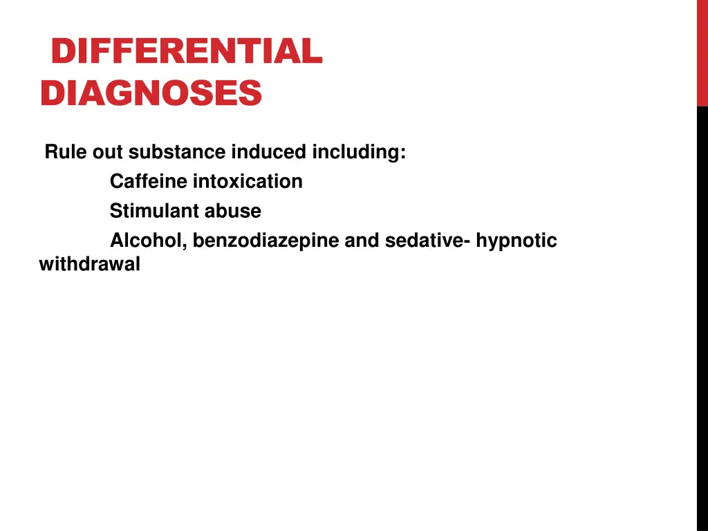 differential diagnoses