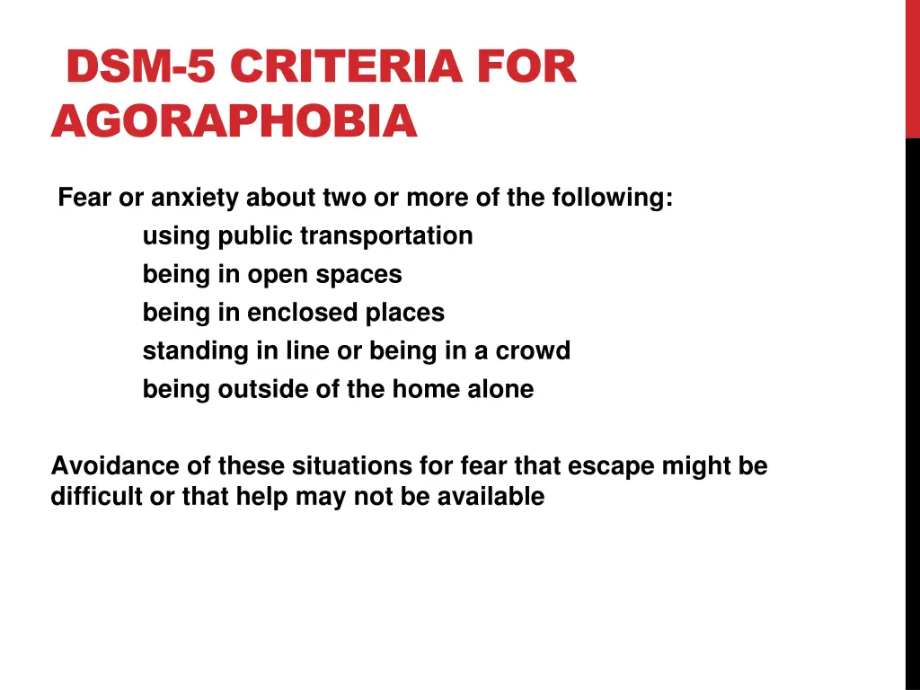 dsm 5 criteria for agoraphobia