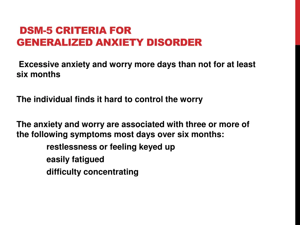 dsm 5 criteria for generalized anxiety disorder