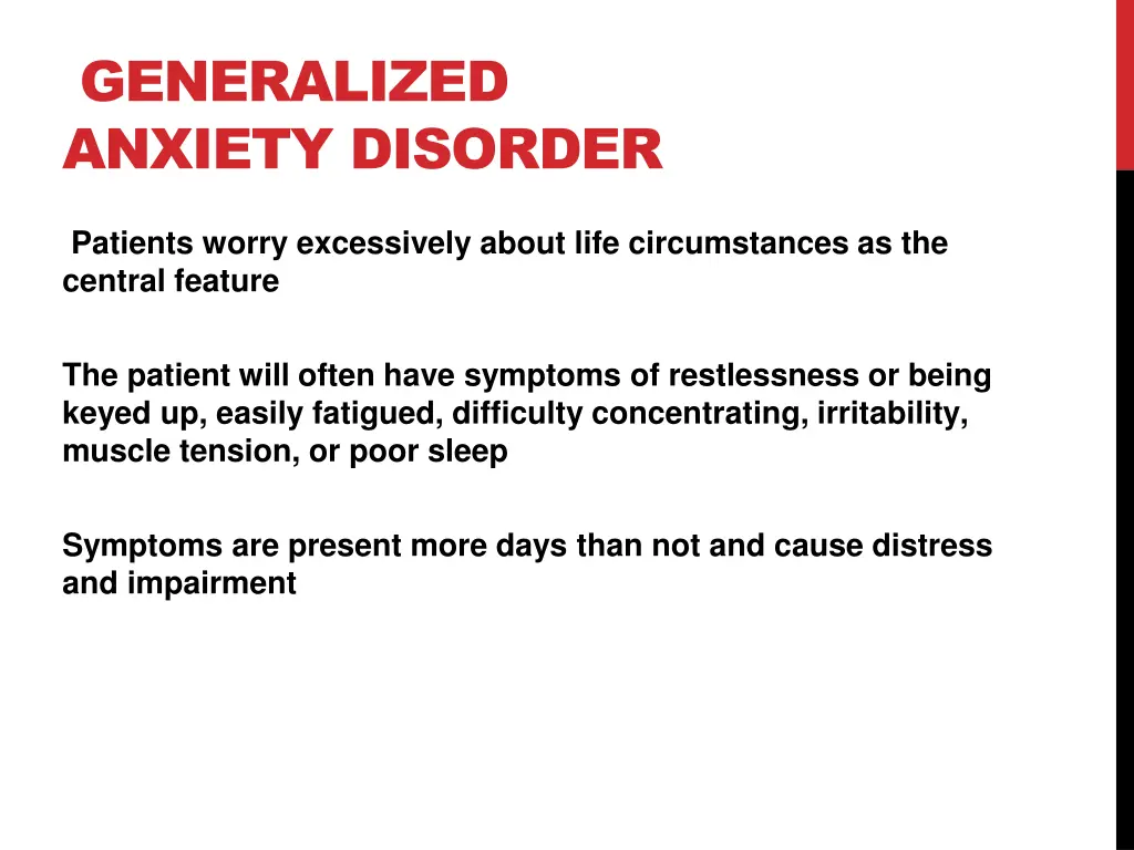 generalized anxiety disorder