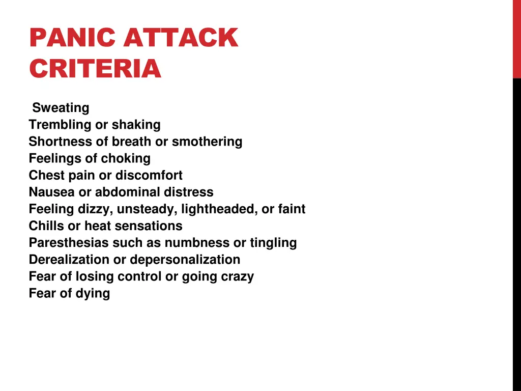 panic attack criteria