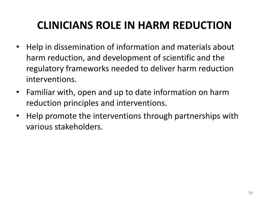 clinicians role in harm reduction