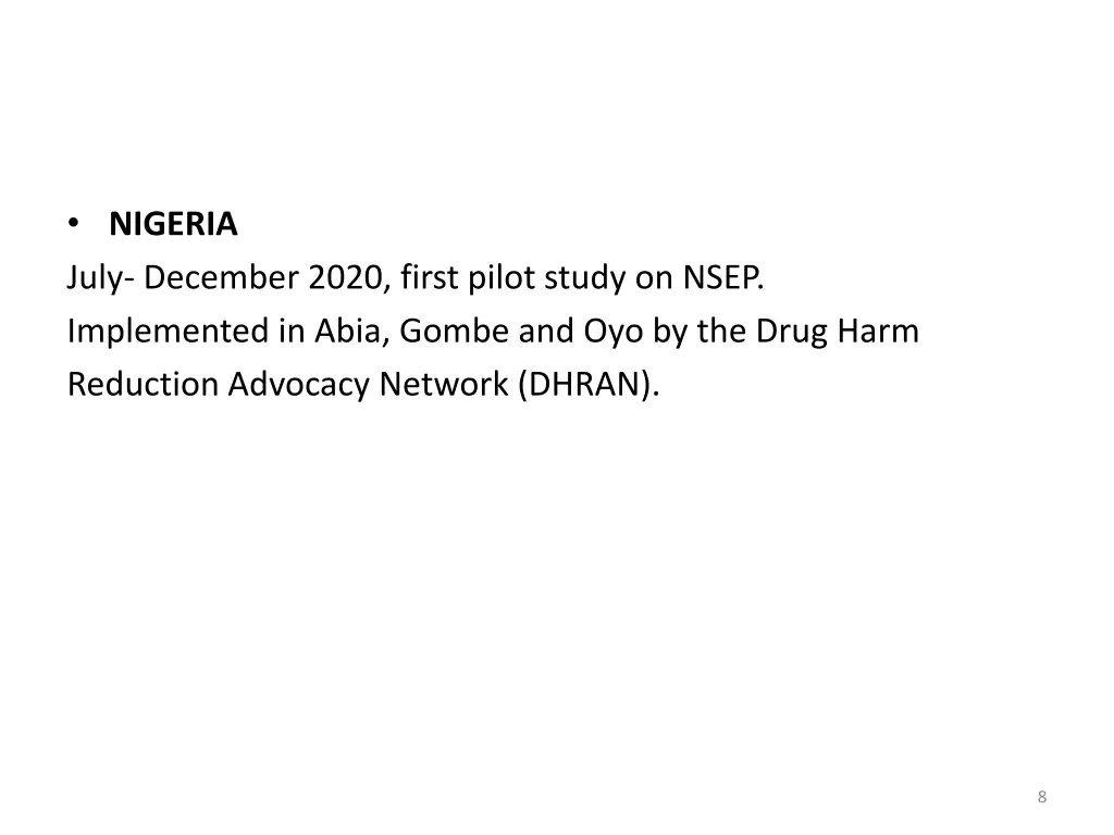 nigeria july december 2020 first pilot study