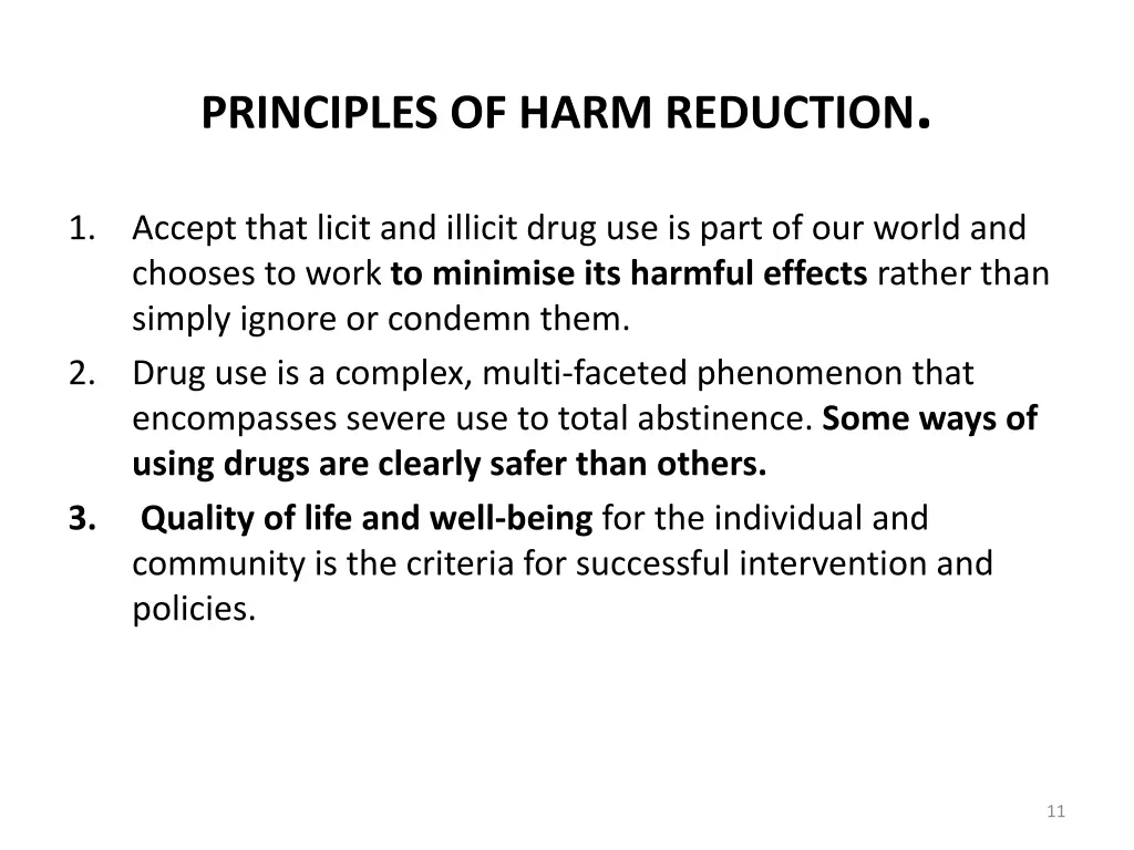 principles of harm reduction