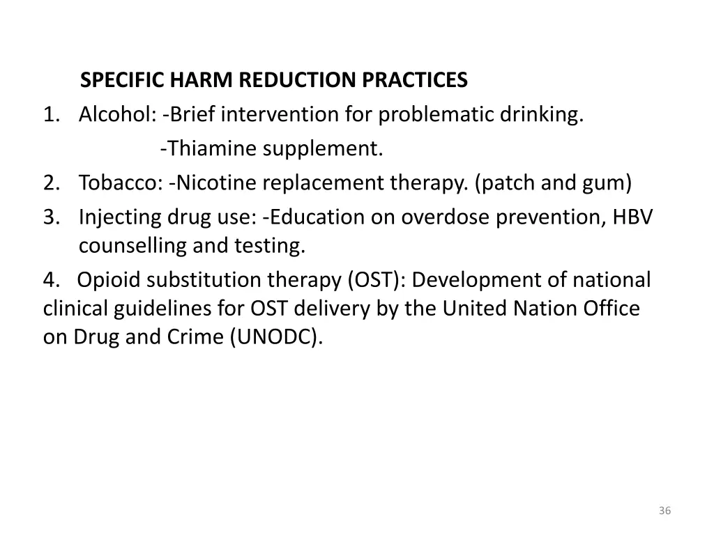 specific harm reduction practices 1 alcohol brief