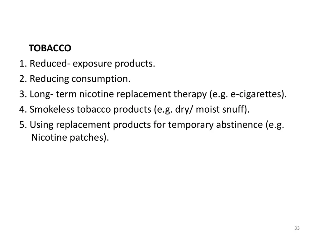 tobacco 1 reduced exposure products 2 reducing