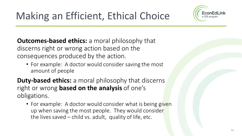 making an efficient ethical choice