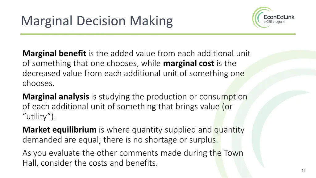 marginal decision making
