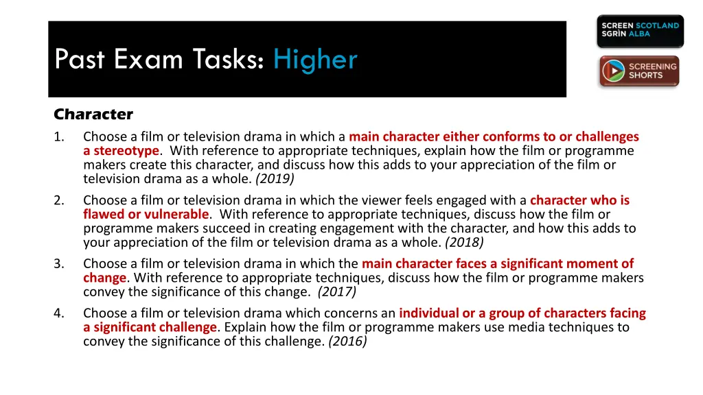 past exam tasks higher 1