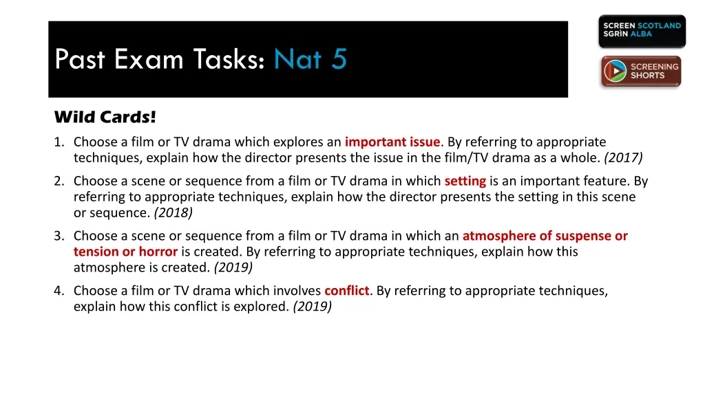 past exam tasks nat 5 1