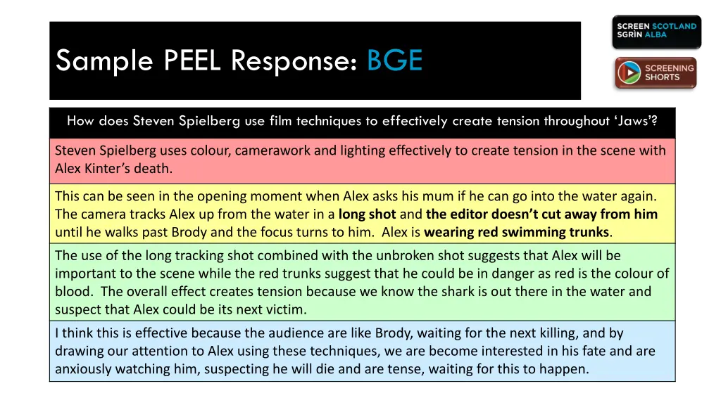 sample peel response bge